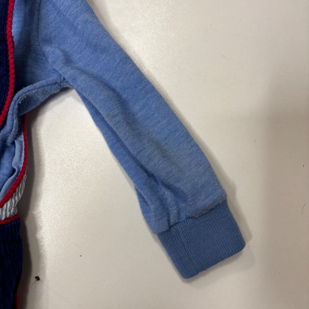 Vintage Kids 2T Corduroy Overalls‎ Set Navy Blue Skiing Applique Mock Neck Shirt - Picture 5 of 6